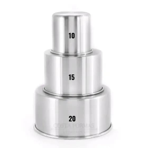 KIT 3 Forma Assadeira Bolo Redonda Alta 10 / 15 / 20 x 10 cm Aluminio F39-1