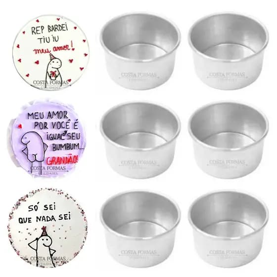Kit 6 Forma Assadeira BENTO Bolo Cake 10 x 5 cm Alumínio