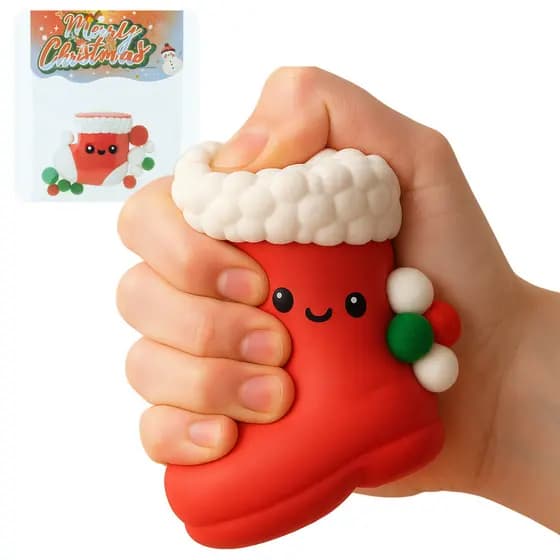 Brinquedo Squishy Sensorial De Aperto Botinha Natalina Com Bola para Alívio De Estresse