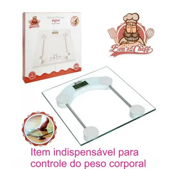 Balanca de Piso Digital Vidro Quadrada Bons Cheff 180kg 30cm