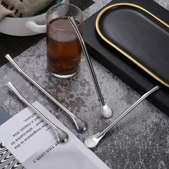 Bomba para tereré e chimarrão metal comum polido aço inox/Bomba Para Chimarrão, Tereré Em Aço 18 Cm Não Entope