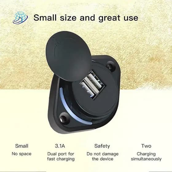 Hot | Carregador De Tomada Dupla Porta Usb 3.1a 12-24v Slide Para Carro / Ônibus / Barco