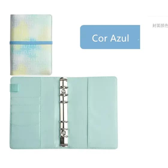 Agenda Planner Caderno Fichario A6 com Fecho Elástico (Cor Azul)