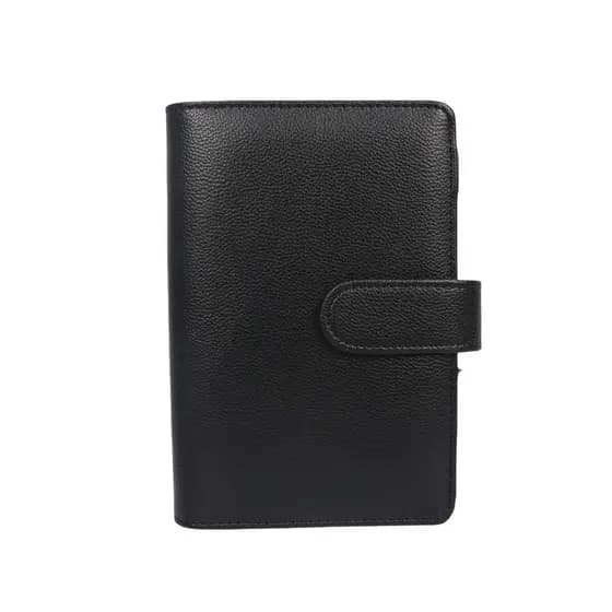 Agenda Planner Caderno Fichario A6 com folhas e 1 bolsa ziper--Cor Preta