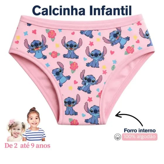 Kit 10 Calcinhas Infantis Para Meninas Forro 100% Algodão
