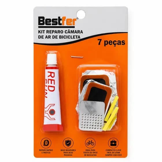 Kit Com 7 Peças Reparo Pneu Câmara de Ar Bicicleta Remendo Bike Ciclismo Bestfer