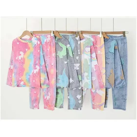 Pijama de Frio Feminino 8 a 13 anos Soft Peluciado Inverno Conjunto Quentinho