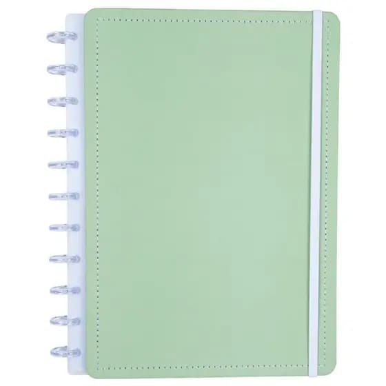 Caderno Inteligente Disko Verde Pistache Grande Disco Reposicionável Capa Dura - 80 folhas - Escola Escritório