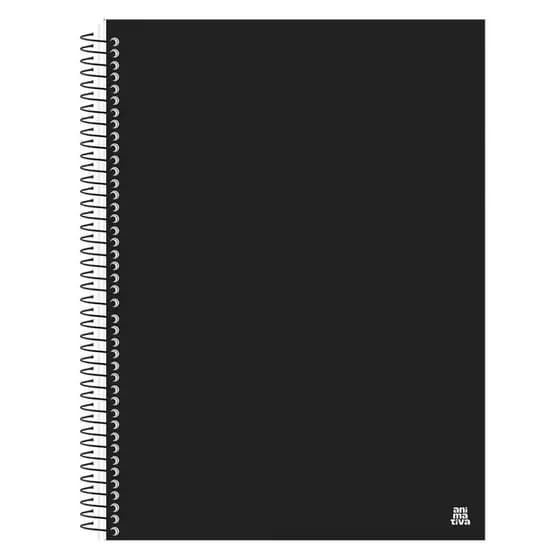 Caderno universitário Espiral 15 Matérias com divisórias - 210 folhas capa preta escola cursinhos
