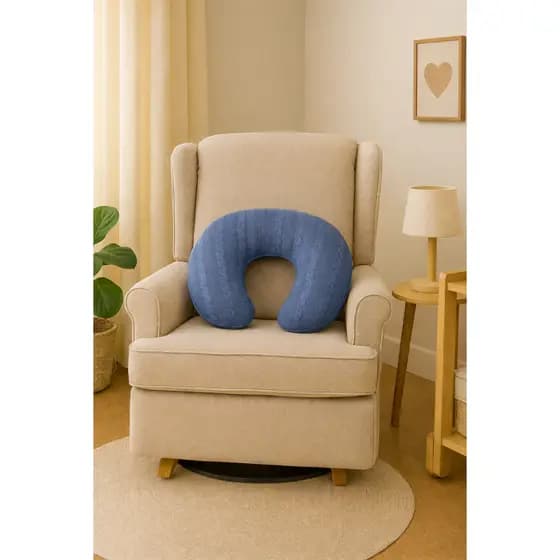 Almofada Para Amamentação De Tricot Trabalhada Luxo Cor Jeans