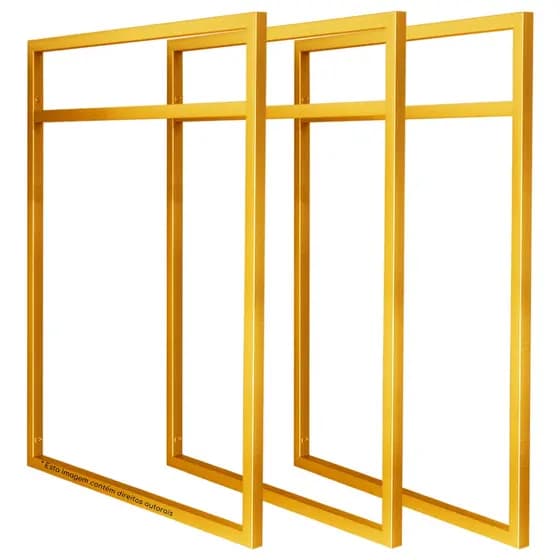 Trio de Suportes Estilo Industrial Dourado para Prateleiras de 40cm