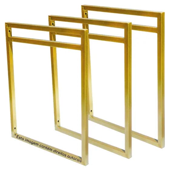Suporte Estilo Industrial Triplo Dourado para Prateleiras de 30cm - 3 UNIDADES (SKU2303D)