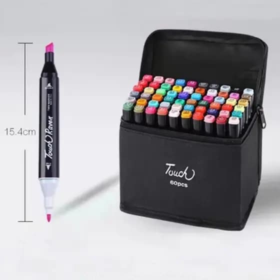 Caneta Marcadores TOUCH Kit 24/36/48/60/80/120 Ponta Dupla Conjunto Pintura Artística Estojo Bolsa