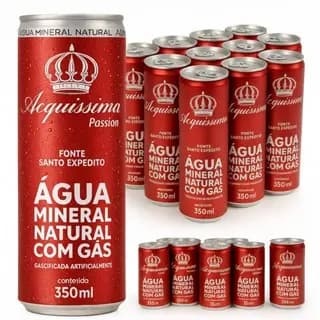 Água Mineral Com Gás Acquissima Lata 350ml Fardo 12 ou Pack 24 Unidades Lindóia Natural Refrescante