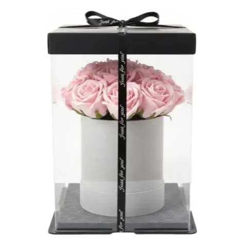 Flor Artificial Buquê Rosa 19cm Com Vaso Decoração Presente
