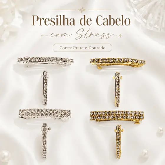 Presilha De Cabelo Penteado Com Strass Fina/Dupla