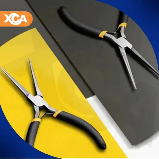 Alicate Bico Meia Cana Reto 6’’ Com Mola E Cabo Emborrachado De Aço Carbono