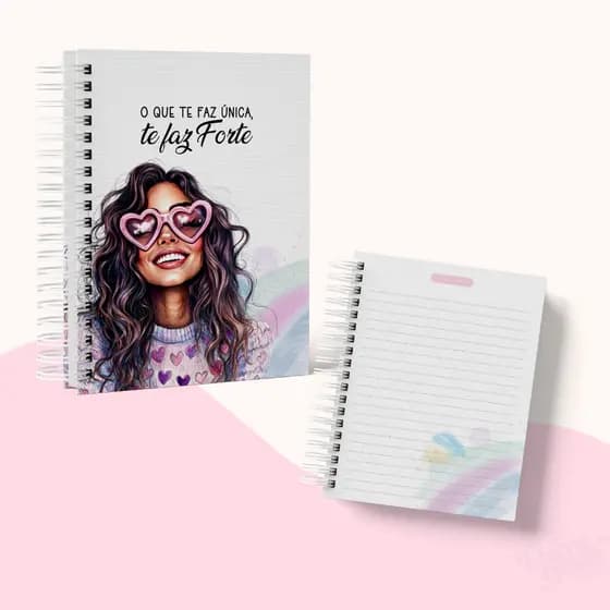 Caderno Espiral A5 Personalizado Capa Dura - "O Que Te Faz Única, Te Faz Forte"
