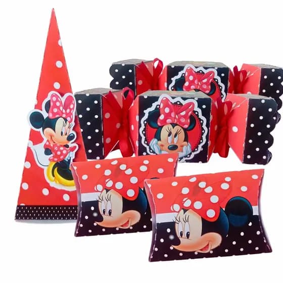 Kit 30 Peças Lembrancinhas Decorativas Personalização Minnie 3D