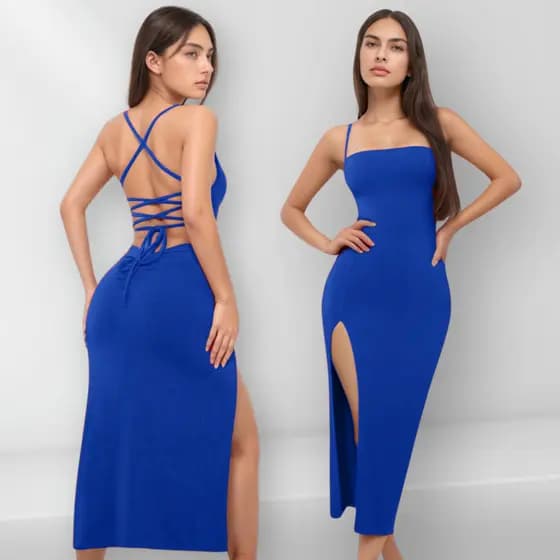 Vestido Longo Feminino com Fenda Lateral de Alcinha Tamanho 36 ao 58