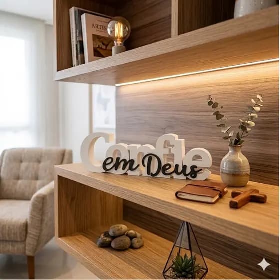 Letreiro Frase decorativa 3D - Confie em Deus religioso - versículo bíblico, decoração