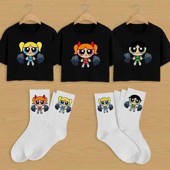 Kit 3 Cropped 3 Meias Super Poderosas Blusinha Academia Treino Docinho Florzinha Lindinha