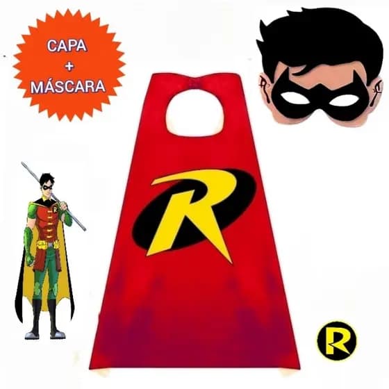 FANTASIA INFANTIL ROBIN.1 CAPA + 1 MÁSCARA! FESTAS E EVENTOS.