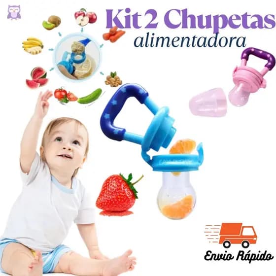 Kit 2 Chupeta Alimentadora Bico Silicone Mordedor Mamadeira Fruta Bebê