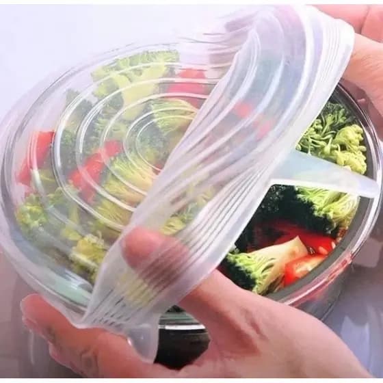 Kit De Tampas De Silicone Elásticas Com 6 Peças Diversos Tamanhos