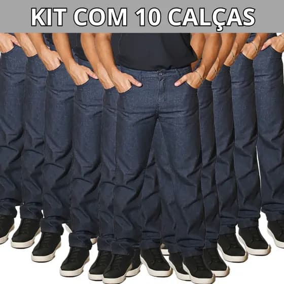 Kit 10 Calças Jeans Masculina 100% Algodão Preta de Trabalho Uniforme Direto da Fabrica