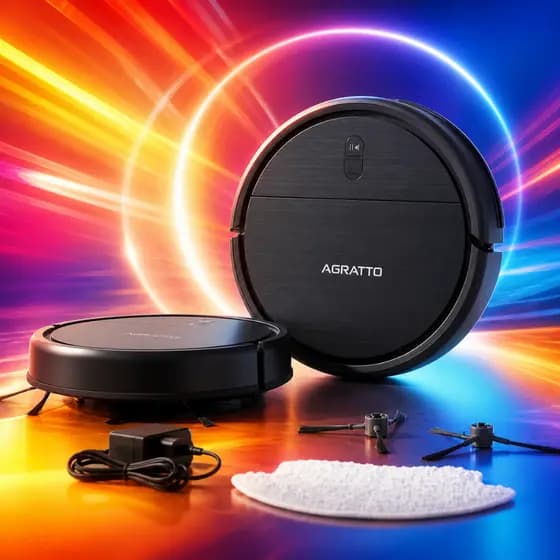 Aspirador Robô Agratto Praticci Premium Bivolt Preto Limpeza Automática Inteligente sem Esforço Água