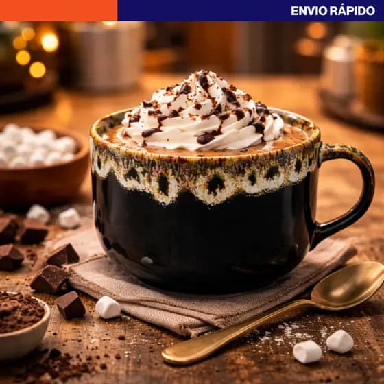 Caneca Jumbo Porcelana Preta com Borda Personalizada 500ml Xícara Bowl Sopa Caldos Café
