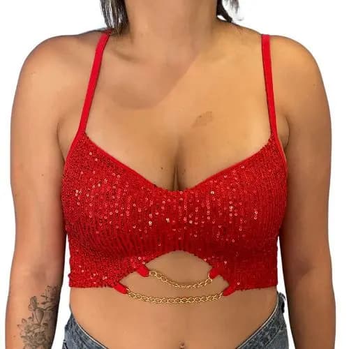 Top Cropped Decote com Bojo Feminino - Diversas Cores e Modelos - Veste P e M
