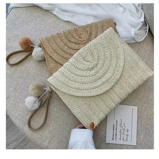 Bolsa Carteira de ombro, bolsa horizontal para jovens, bolsa de praia de verão, bolsa clutch, bolsa tecida à mão