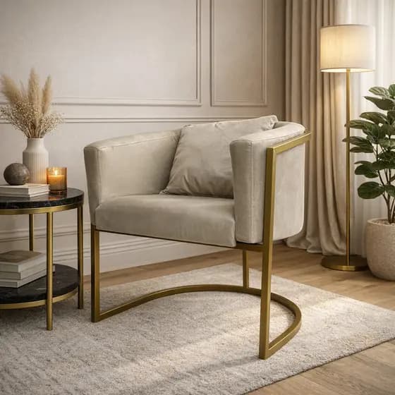 Poltrona Lavínia Boucle/Corino para Sala Recepção Escritório Salão Luna - Kasa Alb Móveis