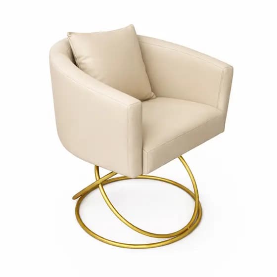Poltrona Luna Base Aliança Boucle/Courino para Sala Recepção Escritório Salão Luna - Kasa Alb Móveis