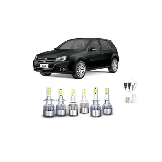 Kit Lâmpadas Led Golf 2007 A 2013 Alta e Baixa + Milhas