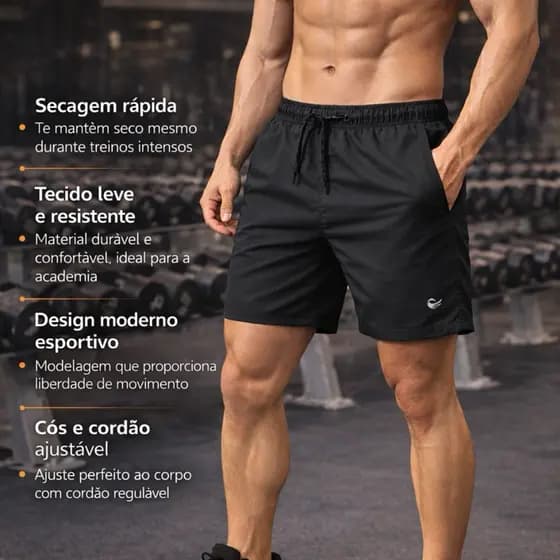 Short masculino academia bermuda masculina tactel hs