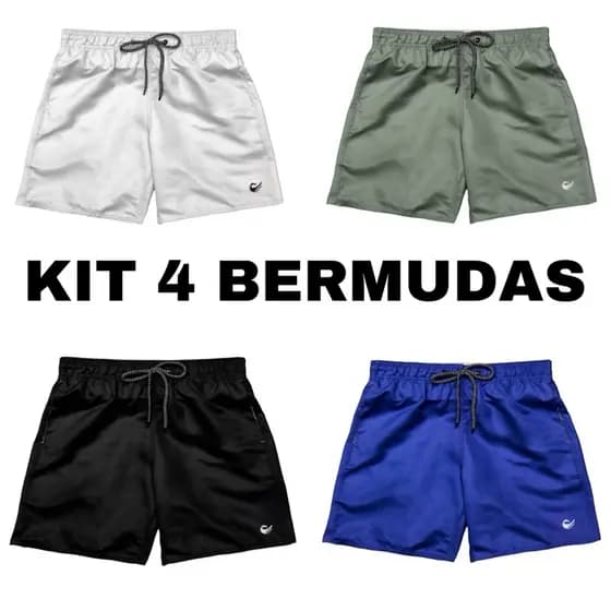 KIT com 4 short Masculino Academia Bermuda tactel masculino dry fit treino hs