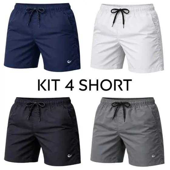 Kit com 4 short masculino bermuda masculina de academia tactel