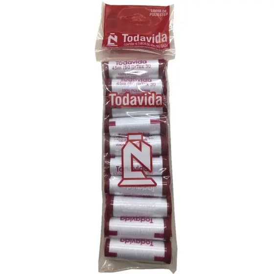 Linha De Costura Todavida COR BRANCA - 10 Tubos