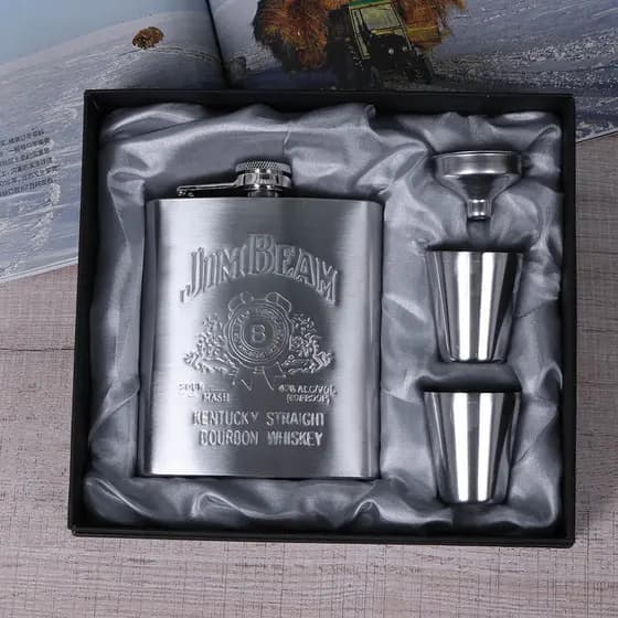 Kit Cantil Aço inoxidável 304 Portátil Bolso, Whisky Flask, Beber álcool Container, Gift Box, 200ML