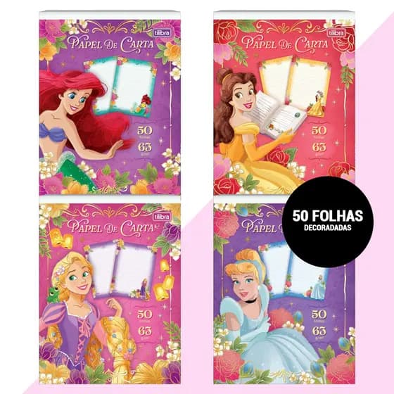 Bloco de Papel de Cartas Princesas 50 Folhas Tilibra