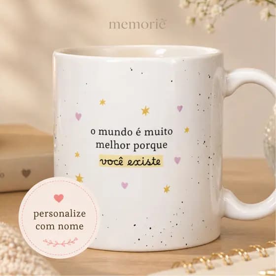 Caneca Personalizada Minimalista Presente Especial com Nome 325ml Frase Motivacional