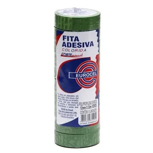 Durex Colorido Fita Adesiva Com 10 Rolos 12mmx10m Cor verde
