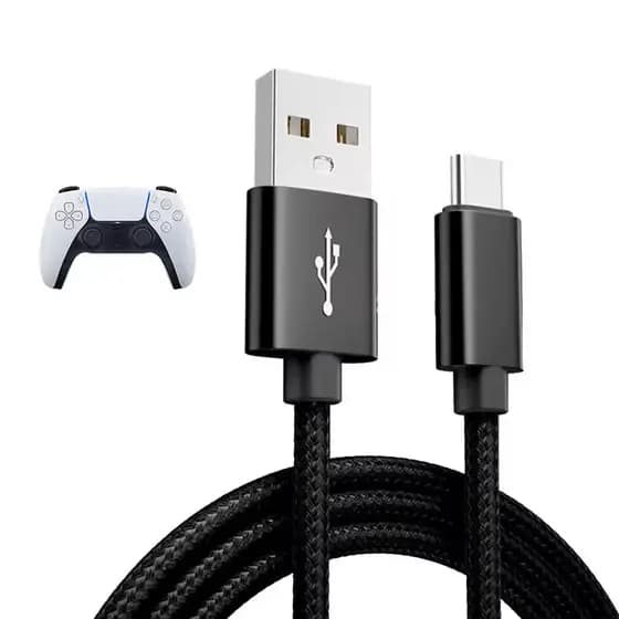 Cabo Tipo C para Controle PS5 2m Carregamento Rápido Nylon Reforçado Gamer