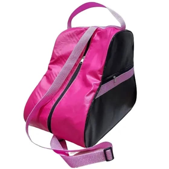 Mochila Bolsa Para Patins Quad Infantil In Line Patinação- Preta / rosa