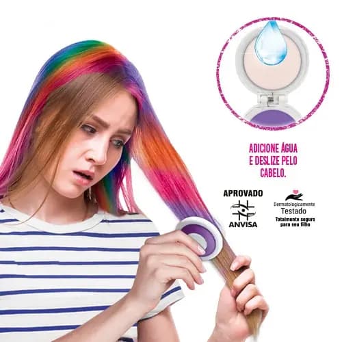 Kit Mechas Coliridas + Adesivos de Unhas Make Brinq - Polibrinq