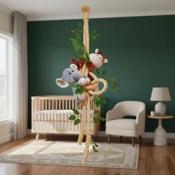 Corda decorativa quarto bebê safari infantil girafa com elefante