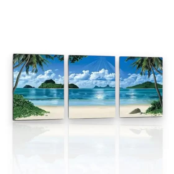 Quadros Decorativos 3 Pecas Praia Natureza Sol Caribe Casa De Praia